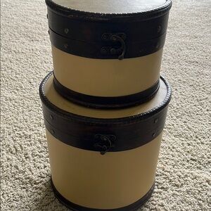 Set of Two Cream and Black Storage Boxes